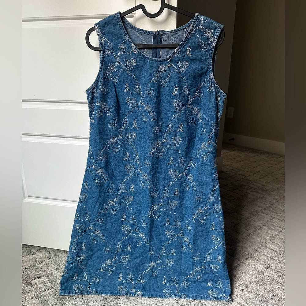 Embroidered Denim Mini Dress